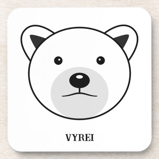かわいいマンガのホッキョクグマ コースター (正面)