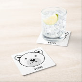 かわいいマンガのホッキョクグマ スクエアペーパーコースター (インサイチュ)