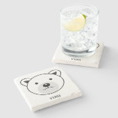 かわいいマンガのホッキョクグマ ストーンコースター (横)