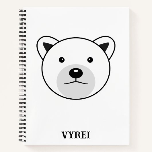 かわいいマンガのホッキョクグマ ノートブック (正面)