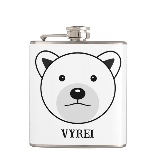 かわいいマンガのホッキョクグマ フラスク (正面)