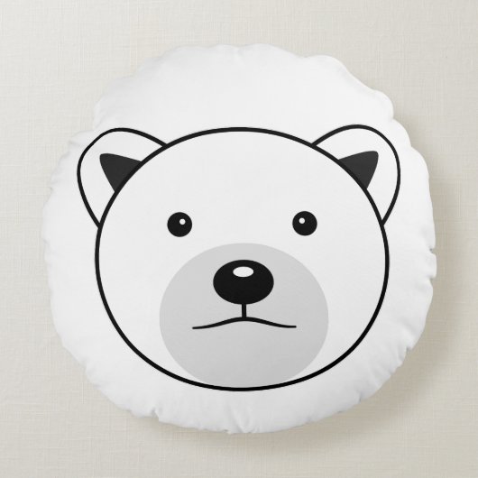 かわいいマンガのホッキョクグマ ラウンドクッション (正面)