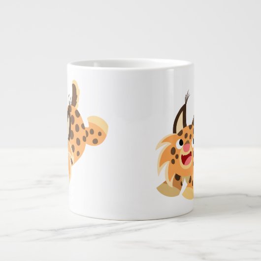 かわいいマンガのボブキャットジャンボマグ ジャンボコーヒーマグカップ (正面)