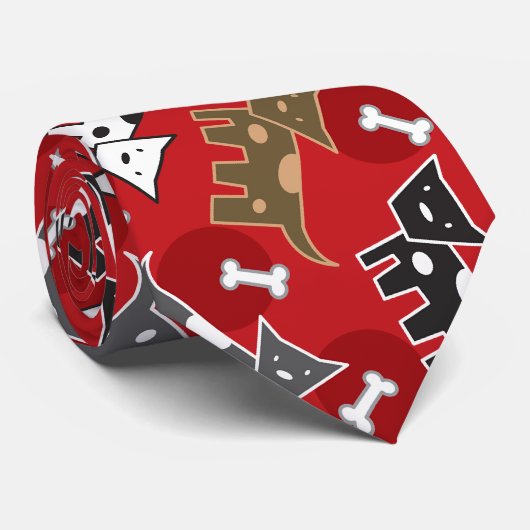 かわいいマンガのポチ&ボーンズおもしろいペット ネクタイ (ロール)