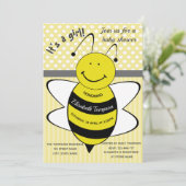 かわいいマンガのミツバチの赤ちゃんシャワー 招待状 (スタンド正面)