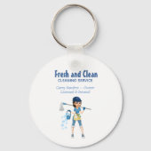 かわいいマンガのメイドハウスクリーニングサービス キーホルダー (正面)