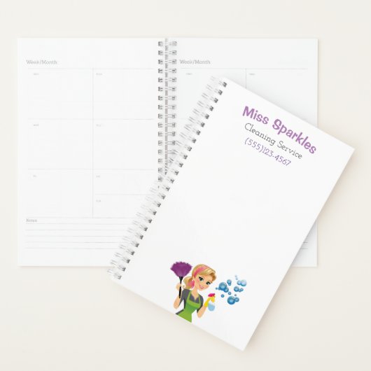 かわいいマンガのメイドハウスクリーニングサービス プランナー手帳 (ディスプレー)