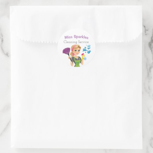 かわいいマンガのメイドハウスクリーニングサービス ラウンドシール (バッグ)