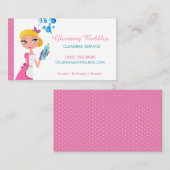 かわいいマンガのメイドハウスクリーニングサービス 名刺 (正面/裏面)