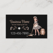 かわいいマンガのメイドハウスクリーニングサービス 名刺 (正面)