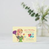 かわいいマンガのメイドハウスクリーニングサービス 名刺 (スタンド正面)