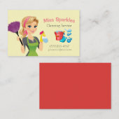 かわいいマンガのメイドハウスクリーニングサービス 名刺 (正面/裏面)