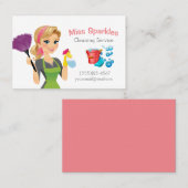 かわいいマンガのメイドハウスクリーニングサービス 名刺 (正面/裏面)