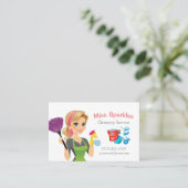 かわいいマンガのメイドハウスクリーニングサービス 名刺 (スタンド正面)