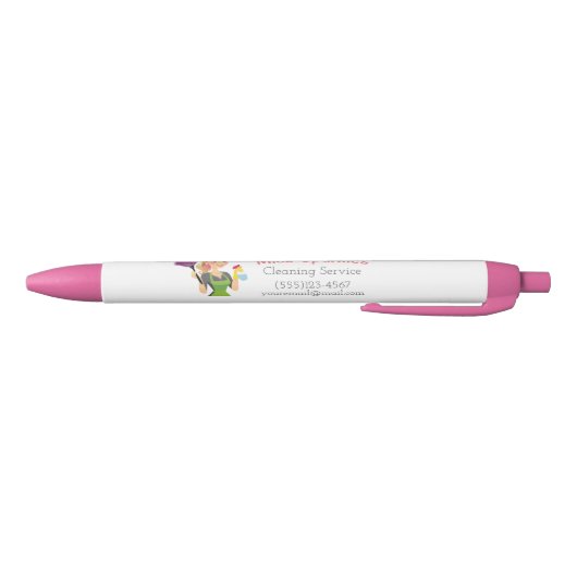 かわいいマンガのメイドハウスクリーニングサービス 黒ボールペン (ボトム)