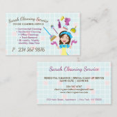 かわいいマンガのメイド掃除サービス 名刺 (正面/裏面)