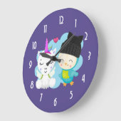 かわいいマンガのユニコーン&バードパール ラージ壁時計 (傾斜)