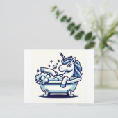 かわいいマンガのユニコーン（浴槽の中） ポストカード (スタンド正面)