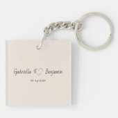 かわいいマンガのラブバードを枝にバレンタインデー キーホルダー (裏面)