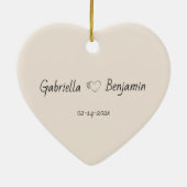 かわいいマンガのラブバードを枝にバレンタインデー セラミックオーナメント (裏面)