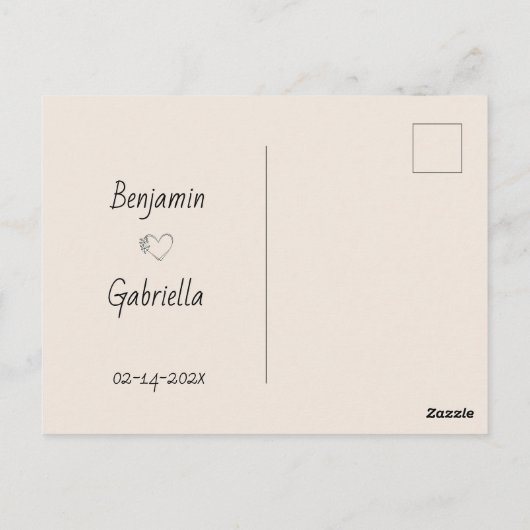 かわいいマンガのラブバードを枝にバレンタインデー ポストカード (裏面)