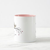 かわいいマンガのラブバードを枝にバレンタインデー マグカップ (中央)