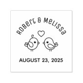 かわいいマンガのラブバード結婚カップルの記念日 セルフインキングスタンプ (デザイン)