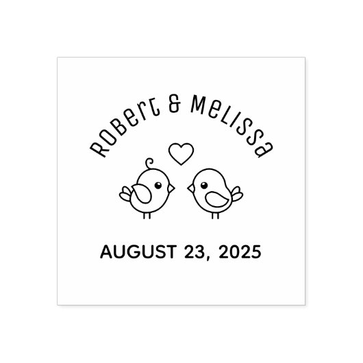 かわいいマンガのラブバード結婚カップルの記念日 ラバースタンプ (インプリント)