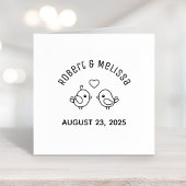 かわいいマンガのラブバード結婚カップルの記念日 ラバースタンプ