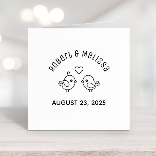 かわいいマンガのラブバード結婚カップルの記念日 ラバースタンプ