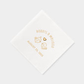 かわいいマンガのラブバード結婚カップルの記念日 箔ナプキン (右)