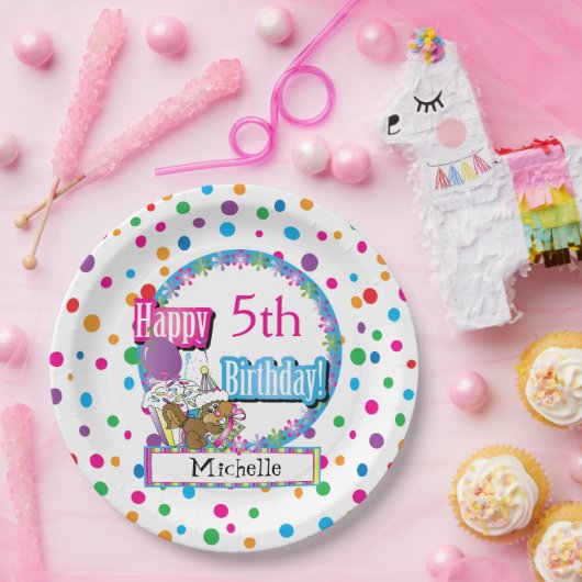 かわいいマンガのリスと誕生日パーティー ペーパープレート (パーティー)