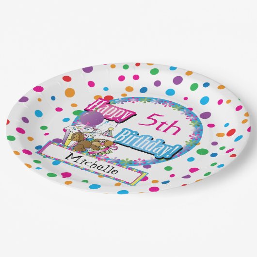 かわいいマンガのリスと誕生日パーティー ペーパープレート (アングル)