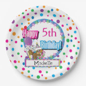 かわいいマンガのリスと誕生日パーティー ペーパープレート (正面)