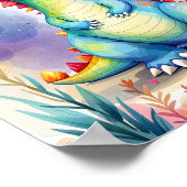 かわいいマンガのレインボー恐竜の子供 ポスター (角)