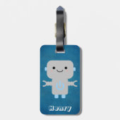 かわいいマンガのロボットの名前(青) ラゲッジタグ (裏面縦)