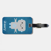 かわいいマンガのロボットの名前(青) ラゲッジタグ (裏面横)