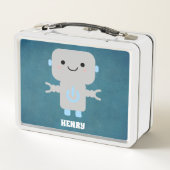 かわいいマンガのロボットブルー メタルランチボックス (裏面)