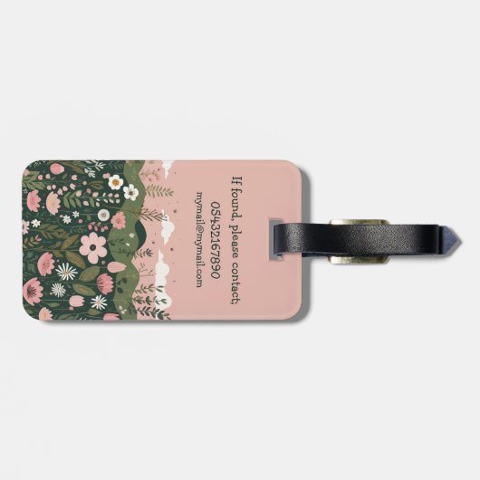 かわいいマンガのワイルドフラワーパーソナライズされたフローラ ラゲッジタグ (裏面横)