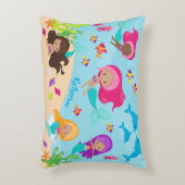 かわいいマンガの人魚の小さな女の子が海中 アクセントクッション (正面(垂直))