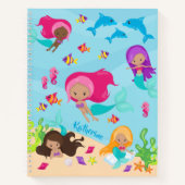 かわいいマンガの人魚の小さな女の子が海中 ノートブック (正面)