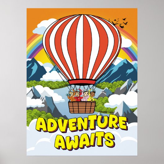 かわいいマンガの冒険が待つ感動的引用文 ポスター (正面)