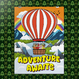 かわいいマンガの冒険が待つ感動的引用文 ポスター