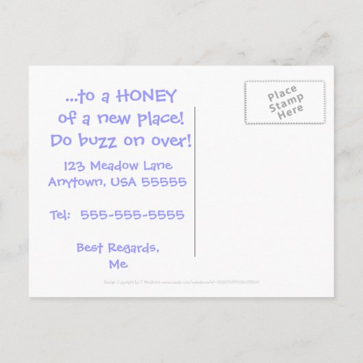 かわいいマンガの女性の転職先はがき 案内ポストカード (裏面)