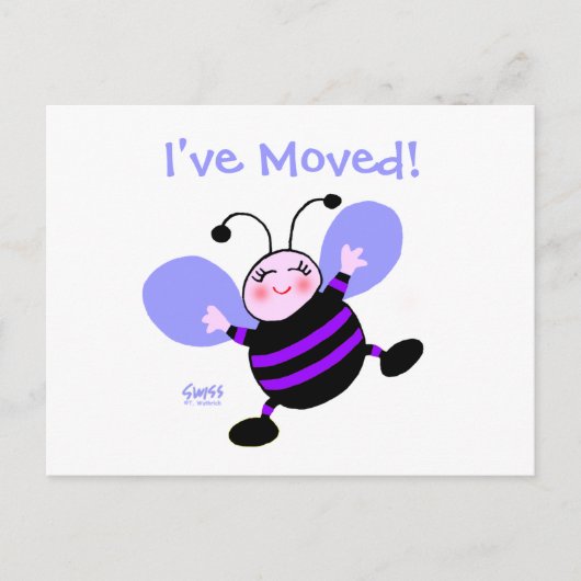 かわいいマンガの女性の転職先はがき 案内ポストカード (正面)