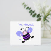 かわいいマンガの女性の転職先はがき 案内ポストカード (スタンド正面)