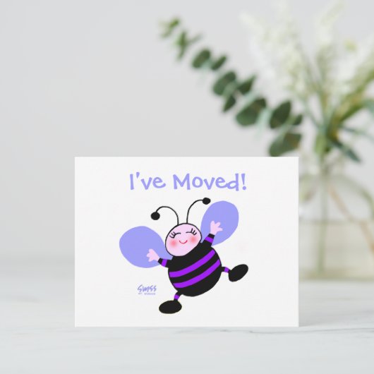 かわいいマンガの女性の転職先はがき 案内ポストカード (スタンド正面)