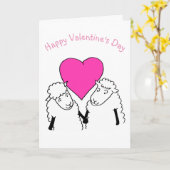 かわいいマンガの子羊のバレンタイン カード (黄色い花)