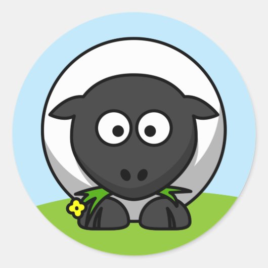 かわいいマンガの子羊 ラウンドシール (正面)