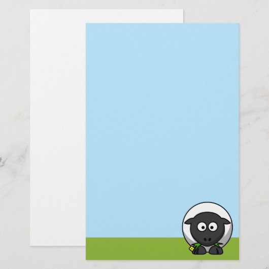 かわいいマンガの子羊 便箋 (正面/裏面)